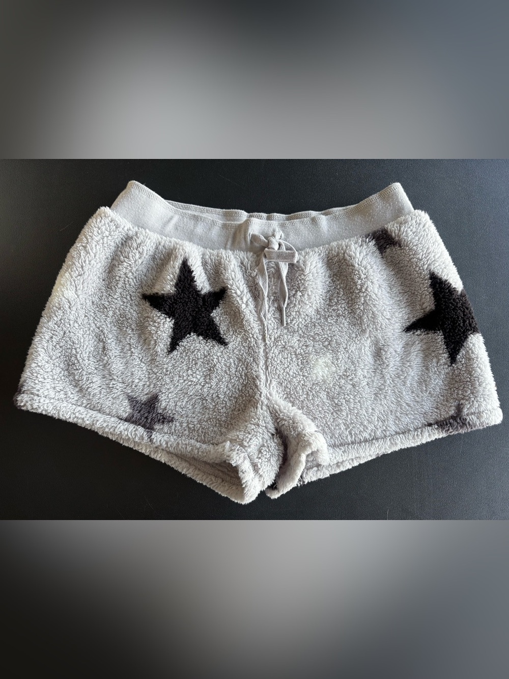 P.J. Salvage Plush Star Shorts - Light Gray with Black Stars